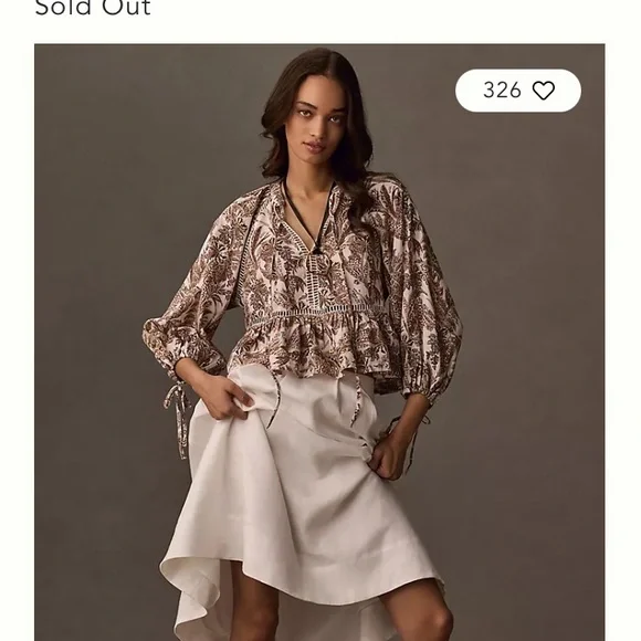 Anthropologie Brown and Cream Botanical Print Tunic - Picture 4 of 8